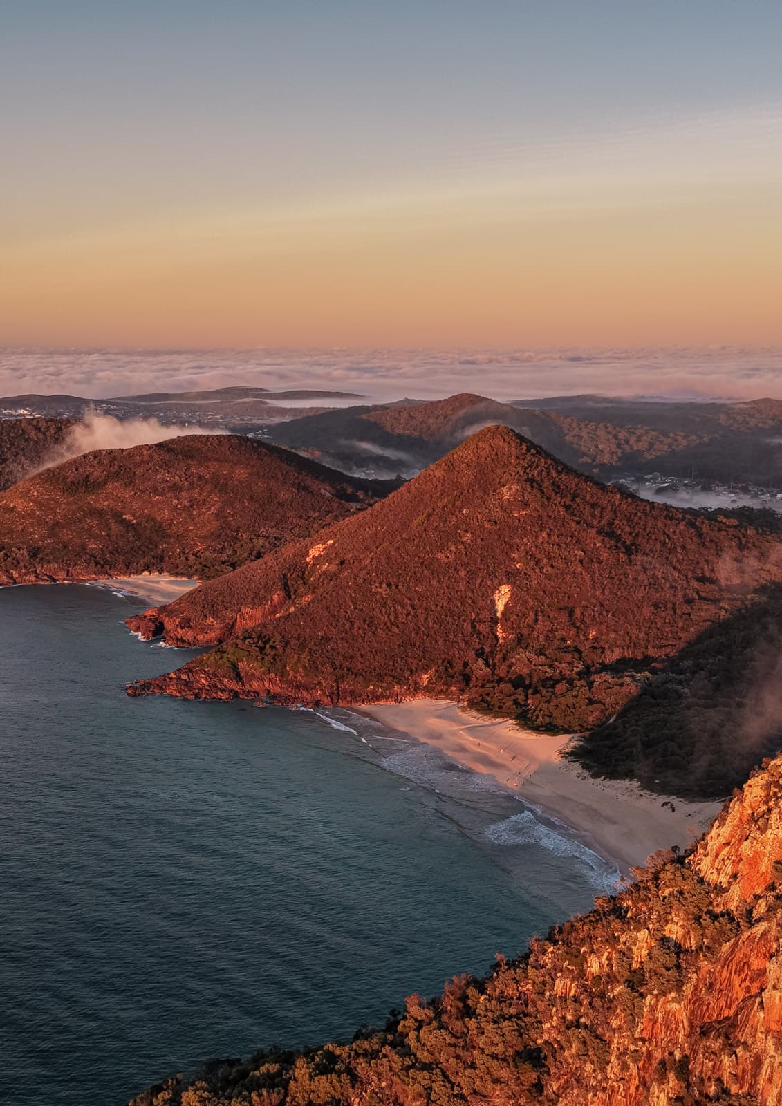 Tomaree, First Light — fine-art aerial print of Port Stephens